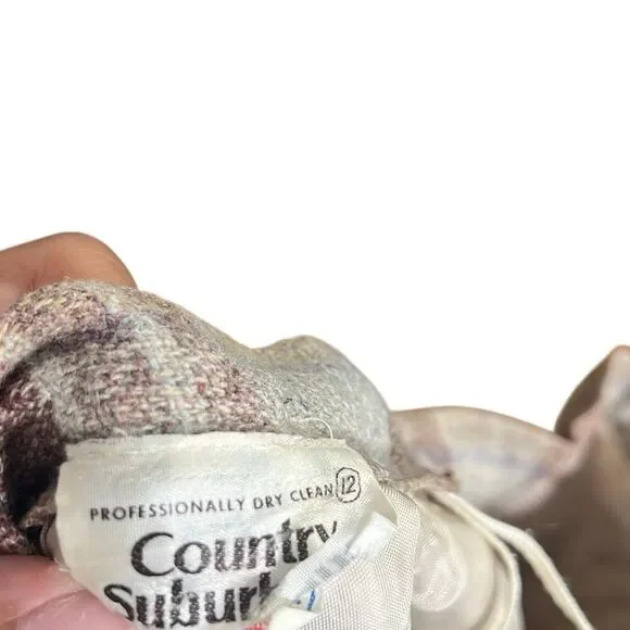 Vintage Country Suburbans Plaid Wool Blend Blazer And Skirt Set Brown Size S - Picture 11 of 12